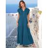 image:imageANRABESS Womens Summer Casual Maxi Dress V Neck Ruffle Sleeve Long Dresses Fashion Flowy Tiered Boho Beach Vacation SundressTeal Blue