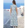 image:imageANRABESS Womens Summer Casual Maxi Dress V Neck Ruffle Sleeve Long Dresses Fashion Flowy Tiered Boho Beach Vacation SundressWhite Blue Floral