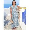 image:imageANRABESS Womens Summer Casual Maxi Dress V Neck Ruffle Sleeve Long Dresses Fashion Flowy Tiered Boho Beach Vacation SundressWhite Blue Floral