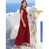 image:imageANRABESS Womens Summer Casual Maxi Dress V Neck Ruffle Sleeve Long Dresses Fashion Flowy Tiered Boho Beach Vacation SundressWine Red