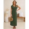 image:imageANRABESS Womens Summer Casual Maxi Dresses Sleeveless V Neck Split WrinkleFree Long Sundress Beach Vacation Travel ClothesArmy Green