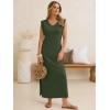 image:imageANRABESS Womens Summer Casual Maxi Dresses Sleeveless V Neck Split WrinkleFree Long Sundress Beach Vacation Travel ClothesArmy Green