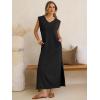 image:imageANRABESS Womens Summer Casual Maxi Dresses Sleeveless V Neck Split WrinkleFree Long Sundress Beach Vacation Travel ClothesBlack