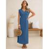 image:imageANRABESS Womens Summer Casual Maxi Dresses Sleeveless V Neck Split WrinkleFree Long Sundress Beach Vacation Travel ClothesDeep Blue