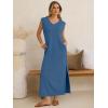 image:imageANRABESS Womens Summer Casual Maxi Dresses Sleeveless V Neck Split WrinkleFree Long Sundress Beach Vacation Travel ClothesDeep Blue