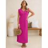 image:imageANRABESS Womens Summer Casual Maxi Dresses Sleeveless V Neck Split WrinkleFree Long Sundress Beach Vacation Travel ClothesHot Pink