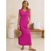 image:imageANRABESS Womens Summer Casual Maxi Dresses Sleeveless V Neck Split WrinkleFree Long Sundress Beach Vacation Travel ClothesHot Pink