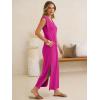 image:imageANRABESS Womens Summer Casual Maxi Dresses Sleeveless V Neck Split WrinkleFree Long Sundress Beach Vacation Travel ClothesHot Pink