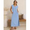 image:imageANRABESS Womens Summer Casual Maxi Dresses Sleeveless V Neck Split WrinkleFree Long Sundress Beach Vacation Travel ClothesLight Blue
