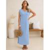 image:imageANRABESS Womens Summer Casual Maxi Dresses Sleeveless V Neck Split WrinkleFree Long Sundress Beach Vacation Travel ClothesLight Blue