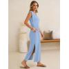 image:imageANRABESS Womens Summer Casual Maxi Dresses Sleeveless V Neck Split WrinkleFree Long Sundress Beach Vacation Travel ClothesLight Blue