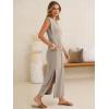 image:imageANRABESS Womens Summer Casual Maxi Dresses Sleeveless V Neck Split WrinkleFree Long Sundress Beach Vacation Travel ClothesLight Khaki