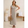 image:imageANRABESS Womens Summer Casual Maxi Dresses Sleeveless V Neck Split WrinkleFree Long Sundress Beach Vacation Travel ClothesLight Khaki