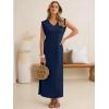image:imageANRABESS Womens Summer Casual Maxi Dresses Sleeveless V Neck Split WrinkleFree Long Sundress Beach Vacation Travel ClothesNavy Blue