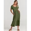 image:imageANRABESS Womens Summer Casual Short Sleeve T Shirts Maxi Dress Flowy V Neck Tiered Beach Vacation Sundress 2026 OutfitsArmy Green