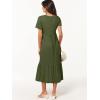 image:imageANRABESS Womens Summer Casual Short Sleeve T Shirts Maxi Dress Flowy V Neck Tiered Beach Vacation Sundress 2026 OutfitsArmy Green