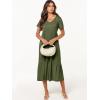image:imageANRABESS Womens Summer Casual Short Sleeve T Shirts Maxi Dress Flowy V Neck Tiered Beach Vacation Sundress 2026 OutfitsArmy Green