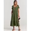 image:imageANRABESS Womens Summer Casual Short Sleeve T Shirts Maxi Dress Flowy V Neck Tiered Beach Vacation Sundress 2026 OutfitsArmy Green