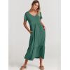 image:imageANRABESS Womens Summer Casual Short Sleeve T Shirts Maxi Dress Flowy V Neck Tiered Beach Vacation Sundress 2026 OutfitsGreen