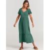 image:imageANRABESS Womens Summer Casual Short Sleeve T Shirts Maxi Dress Flowy V Neck Tiered Beach Vacation Sundress 2026 OutfitsGreen