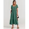 image:imageANRABESS Womens Summer Casual Short Sleeve T Shirts Maxi Dress Flowy V Neck Tiered Beach Vacation Sundress 2026 OutfitsGreen