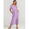 image:imageANRABESS Womens Summer Casual Short Sleeve T Shirts Maxi Dress Flowy V Neck Tiered Beach Vacation Sundress 2026 OutfitsLight Purple