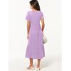 image:imageANRABESS Womens Summer Casual Short Sleeve T Shirts Maxi Dress Flowy V Neck Tiered Beach Vacation Sundress 2026 OutfitsLight Purple