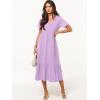 image:imageANRABESS Womens Summer Casual Short Sleeve T Shirts Maxi Dress Flowy V Neck Tiered Beach Vacation Sundress 2026 OutfitsLight Purple