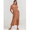 image:imageANRABESS Womens Summer Casual Short Sleeve T Shirts Maxi Dress Flowy V Neck Tiered Beach Vacation Sundress 2026 OutfitsLight Rust