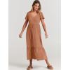 image:imageANRABESS Womens Summer Casual Short Sleeve T Shirts Maxi Dress Flowy V Neck Tiered Beach Vacation Sundress 2026 OutfitsLight Rust
