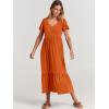image:imageANRABESS Womens Summer Casual Short Sleeve T Shirts Maxi Dress Flowy V Neck Tiered Beach Vacation Sundress 2026 OutfitsOrange