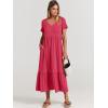 image:imageANRABESS Womens Summer Casual Short Sleeve T Shirts Maxi Dress Flowy V Neck Tiered Beach Vacation Sundress 2026 OutfitsPeach