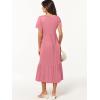 image:imageANRABESS Womens Summer Casual Short Sleeve T Shirts Maxi Dress Flowy V Neck Tiered Beach Vacation Sundress 2026 OutfitsPink