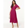 image:imageANRABESS Womens Summer Casual Short Sleeve T Shirts Maxi Dress Flowy V Neck Tiered Beach Vacation Sundress 2026 OutfitsRose Hot Pink