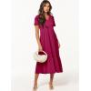 image:imageANRABESS Womens Summer Casual Short Sleeve T Shirts Maxi Dress Flowy V Neck Tiered Beach Vacation Sundress 2026 OutfitsRose Hot Pink