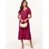 image:imageANRABESS Womens Summer Casual Short Sleeve T Shirts Maxi Dress Flowy V Neck Tiered Beach Vacation Sundress 2026 OutfitsRose Hot Pink