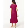image:imageANRABESS Womens Summer Casual Short Sleeve T Shirts Maxi Dress Flowy V Neck Tiered Beach Vacation Sundress 2026 OutfitsRose Hot Pink