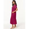 image:imageANRABESS Womens Summer Casual Short Sleeve T Shirts Maxi Dress Flowy V Neck Tiered Beach Vacation Sundress 2026 OutfitsRose Hot Pink
