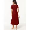 image:imageANRABESS Womens Summer Casual Short Sleeve T Shirts Maxi Dress Flowy V Neck Tiered Beach Vacation Sundress 2026 OutfitsWine Red Burgundy