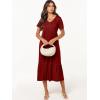 image:imageANRABESS Womens Summer Casual Short Sleeve T Shirts Maxi Dress Flowy V Neck Tiered Beach Vacation Sundress 2026 OutfitsWine Red Burgundy
