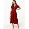 image:imageANRABESS Womens Summer Casual Short Sleeve T Shirts Maxi Dress Flowy V Neck Tiered Beach Vacation Sundress 2026 OutfitsWine Red Burgundy
