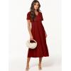 image:imageANRABESS Womens Summer Casual Short Sleeve T Shirts Maxi Dress Flowy V Neck Tiered Beach Vacation Sundress 2026 OutfitsWine Red Burgundy