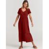 image:imageANRABESS Womens Summer Casual Short Sleeve T Shirts Maxi Dress Flowy V Neck Tiered Beach Vacation Sundress 2026 OutfitsWine Red Burgundy