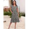 image:imageANRABESS Womens Summer Casual Short Sleeve V Neck Midi Dresses 2026 Spring Flowy Aline Tiered T Shirts Boho Beach DressBlack White Floral