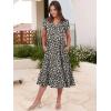 image:imageANRABESS Womens Summer Casual Short Sleeve V Neck Midi Dresses 2026 Spring Flowy Aline Tiered T Shirts Boho Beach DressBlack White Floral