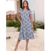 image:imageANRABESS Womens Summer Casual Short Sleeve V Neck Midi Dresses 2026 Spring Flowy Aline Tiered T Shirts Boho Beach DressBlue Khaki Floral