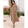 image:imageANRABESS Womens Summer Casual Short Sleeve V Neck Midi Dresses 2026 Spring Flowy Aline Tiered T Shirts Boho Beach DressBrown Beige