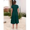 image:imageANRABESS Womens Summer Casual Short Sleeve V Neck Midi Dresses 2026 Spring Flowy Aline Tiered T Shirts Boho Beach DressDark Green