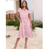 image:imageANRABESS Womens Summer Casual Short Sleeve V Neck Midi Dresses 2026 Spring Flowy Aline Tiered T Shirts Boho Beach DressFloral Pink