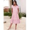 image:imageANRABESS Womens Summer Casual Short Sleeve V Neck Midi Dresses 2026 Spring Flowy Aline Tiered T Shirts Boho Beach DressFloral Pink